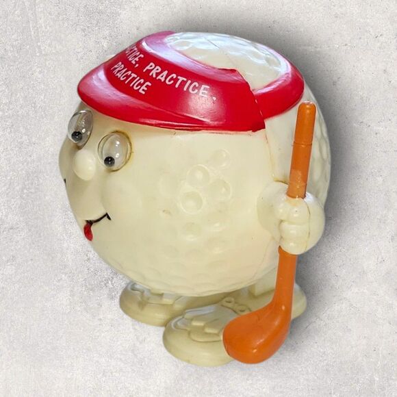Russ Berrie Wind-Up Golf Ball Toy “Practice, Practice, Practice” Visor & Club - Picture 3 of 8